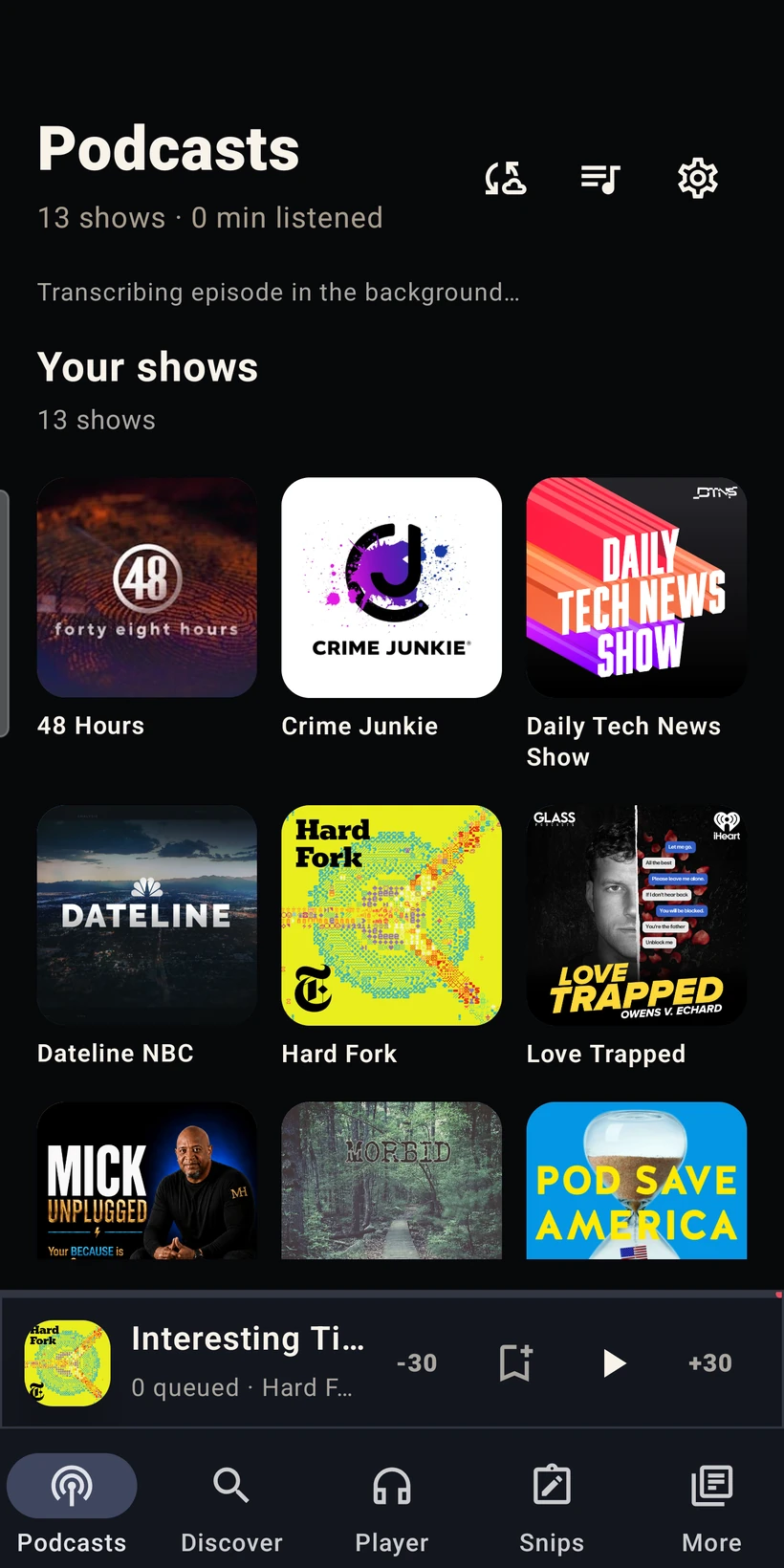 WhisperNode podcast library